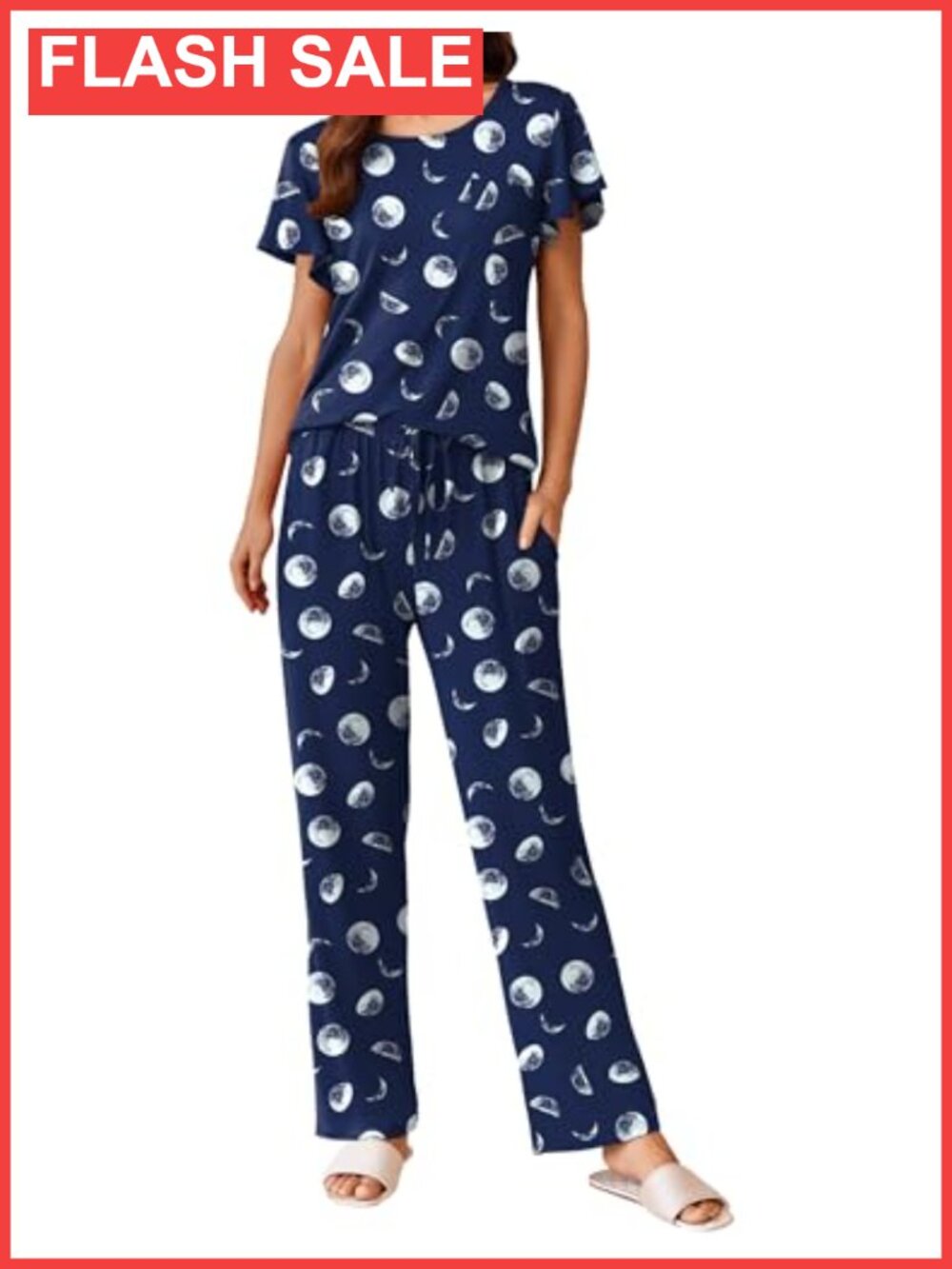 Women's 2 Piece Pajama Set Soft Lounge Sleepwear Cap Sleeve Top Long Pants